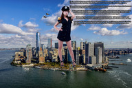 giantess collage mega black_hair toes high_heels korean asian sandals police_uniform thighs captions manicure looking_at_viewer new_york_city hand_on_hips big-n-evil