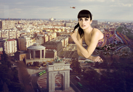 giantess collage city buildings helicopter lying_down sky penelope_cruz giantesscity madrid