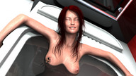 breasts nipples nude black_hair bath wet smiling shrunken_man naked_man breast_play suckling wading redfiredog digital_render