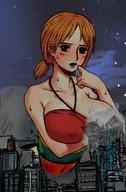 breasts giantess collage trayx mega nami one_piece digital_render