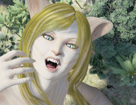 giantess vore blonde blue_eyes cat_ears cat_girl cat_eyes digital_render