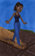 drawing giantess crush city mega color destruction barefoot buildings jeans foot_crush looking_down dark_skin ziel