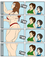 drawing growth giantess comic color swimsuit muscles dagwam