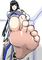 drawing color long_hair barefoot shrunken_people looking_down raised_foot imminent_crush etz satsuki_kiryuin