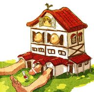 breasts drawing growth nipples color futanari penis bunny barefoot outgrowing_building houses alice_in_wonderland watercolor
