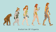 breasts drawing color handheld barefoot giganta red_hair muscles walking barbells costume jumpsuit atom leopard_print dc_comics primate neanderthal evolution