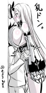 drawing monochrome skirt huge_breasts breast_crush amazon suit hat akaza_2sox