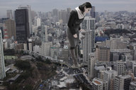 giantess collage city destruction buildings brunette boots skyscraper highway olivia_munn overpass intershrinker