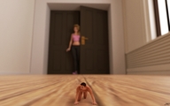 nude blonde crawling unaware shrunken_man cruel room floor perspective blurry imminent_crush searching digital_render doors jamesmason0 sabrina_erikson