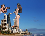 giantess collage swimsuit beach buildings victoria wonderslug sunglasses giantesses sky anna filming waterfront