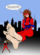 drawing giantess mega color barefoot smiling skyline worship costume ant-man giant_girl broom janet_van_dyne marvel_comics sandrock