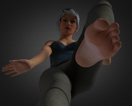 toes barefoot soles unknown_artist looking_down point_of_view looking_at_viewer raised_foot perspective imminent_crush digital_render