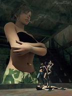 giantess smoking trample shrunken_woman shrunken_man smoke cigarette taped_down sorenzer0 looking_at_tiny digital_render fight_club