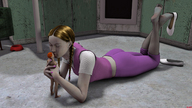 gentle butt handheld barefoot pose affectionate lying_down kissing shrunken_man naked_man closed_eyes braid drcreep digital_render