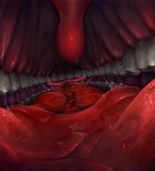 drawing pokemon vore color tongue teeth saliva uvula throat inside_mouth point_of_view meloetta theboogie melomouth