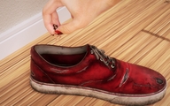 finger shoes domination in_shoe hand shrunken_woman floor between_fingers manicure digital_render cornered jamesmason0