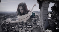 collage city mega destruction barefoot buildings helicopter lying_down foot_print aerial_view looking_at_viewer eva_green analternateusername