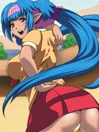 giantess long_hair blue_hair macross shrunken_men