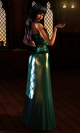 long_hair handheld shrunken dress hand palm people manicure looking_at_viewer green_dress labean digital_render