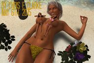 gentle white_hair swimsuit clothed beach barefoot cleavage brunette shrunken_woman flowers sunbathing leaves digital_render chris_f_clark