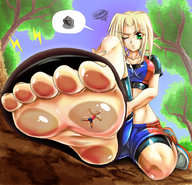 drawing blonde color green_eyes in_shoe shrunken_man forest cramous