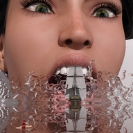 bath water green_eyes shrunken_people open_mouth splash ships imminent_vore digital_render openhighhat bath_interrupted