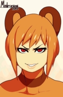 drawing vore furry color tongue teeth saliva red_eyes brunette demoness fangs animation kaminitro modeseven tanuki_girl