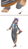 drawing feet comic color toes green_eyes purple_hair blood elf foot_crush shrunken_man world_of_warcraft commission anirusfere mrsrinrini