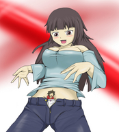 drawing giantess panties color cleavage anime shrunken_men between_legs panty_entrapment