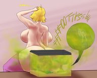 drawing blonde color huge_breasts short_hair fart unaware shrunken_man smelly xanafar stink commission lassic terrarium