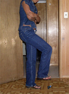collage jeans scared sandals shrunken_man dark_skin floor raised_foot imminent_crush kimberly
