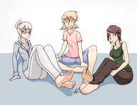 drawing gentle color toes barefoot soles glasses sitting foot_play shrunken_man tattoo jj-psychotic looking_at_tiny