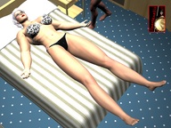 growth white_hair panties barefoot cleavage bra glasses bed lying_down navel amazon digital_render spartanavis