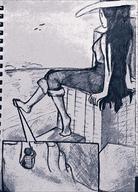 drawing gentle giantess monochrome black_hair long_hair barefoot between_toes adventure_time marceline marshall_lee grandezu