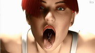 vore tongue mouth short_hair face shrunken_woman open_mouth looking_at_viewer emi digital_render voraphilm