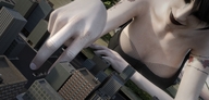 city mega finger buildings hand skyscraper streets vehicles goth tattoo looking_at_tiny digital_render