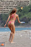 collage swimsuit beach story shrunken_man sand squeezemeflat