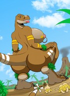 breasts drawing nude furry macro color butt soles dinosaur worship reptile looking_at_tiny zp92 cavemen dino_girl