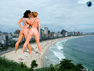 giantess collage nude city mega blonde black_hair butt beach water lesbians giantesses ser-gts