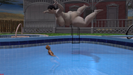 breasts giantess nude black_hair large_breasts barefoot mini_giantess bbw pool diving_board drcreep digital_render