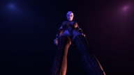 breasts giantess alien boots blue_skin looking_down leather dominatrix point_of_view looking_at_viewer perspective digital_render mass_effect liara asari