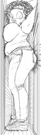 drawing giantess city monochrome buildings trapped streets curly_hair voluptuous mikeharvey