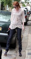 collage feet shoes domination red_hair shrunken_woman pinned under_foot karen_gillan sidewalk looking_at_tiny masterchimp6
