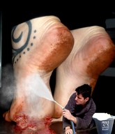 giantess collage barefoot water blood foot_crush cruel hose crlvr tattoo