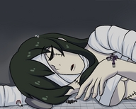 drawing giantess sleeping color anime lying_down underboob open_mouth on_body bumblebambi