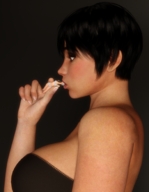 vore size_difference black_hair handheld barefoot lingerie grey_hair boomgts digital_render
