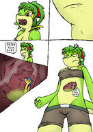 drawing giantess pokemon vore furry color short_shorts reptile willing inside_stomach pokemorph theamazingvore servine typhlosion