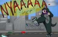 drawing giantess city color purple_hair tank vehicles costume sharkstormbridge