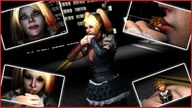 blonde blue_eyes handheld cleavage lips red_hair dress harley_quinn kissing shrunken_man short streets kingdom_hearts in_hand looking_at_tiny digital_render different_angles sora_(kingdom_hearts)