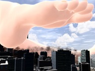 giantess giga city destruction barefoot unknown_artist sky digital_render